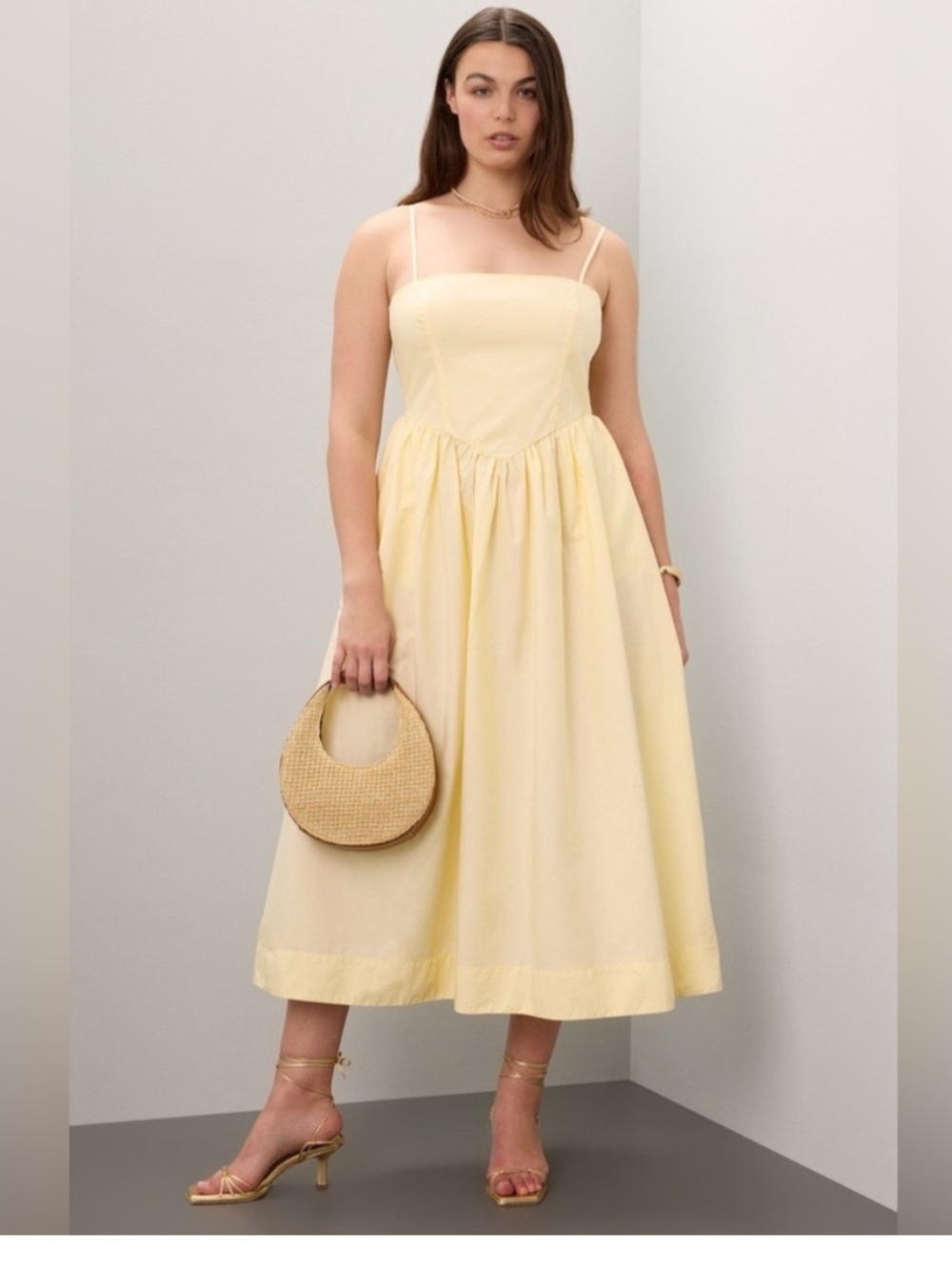 Ronny Kobo x RTR Yellow Corset Midi Dress, Size: 6